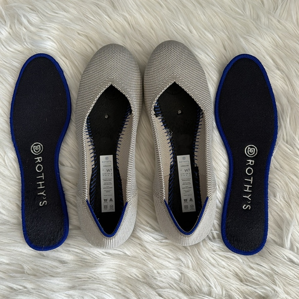Rothy's "Retired" Birdseye Flax Round Toe Flats Size 7 - Picture 8 of 12